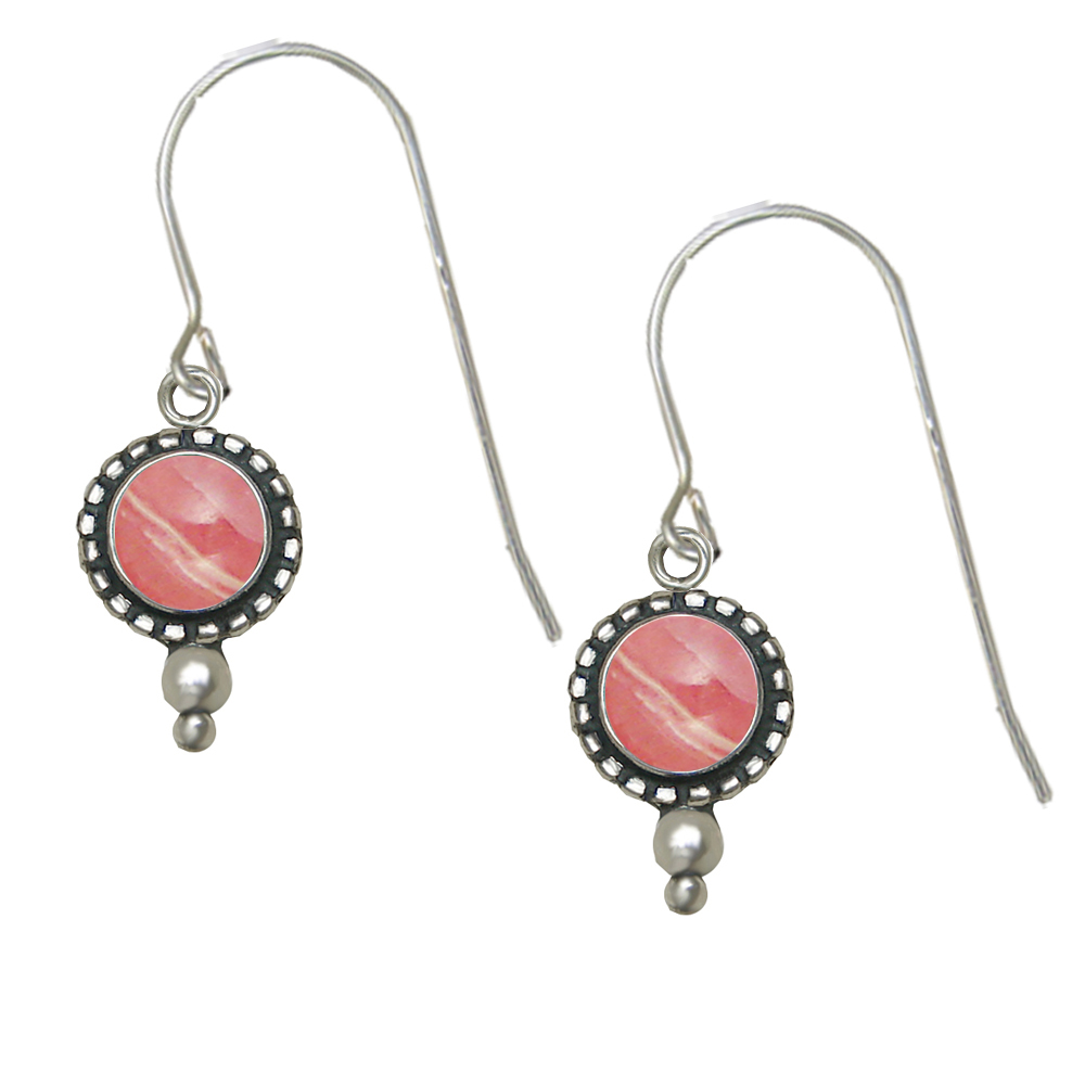 Sterling Silver Little Rhodocrosite Gemstone Drop Dangle Earrings